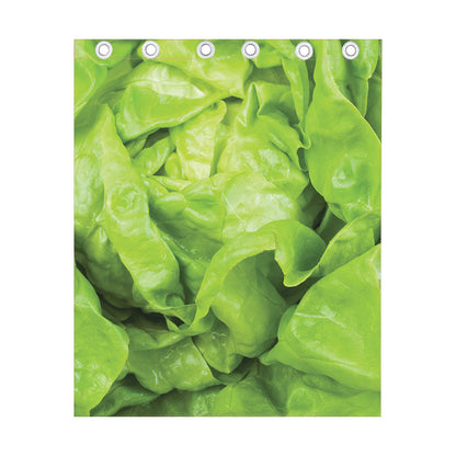 Green Lettuce Leaves Print Curtain