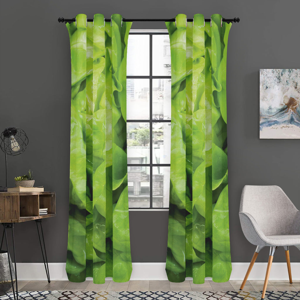 Green Lettuce Leaves Print Curtain