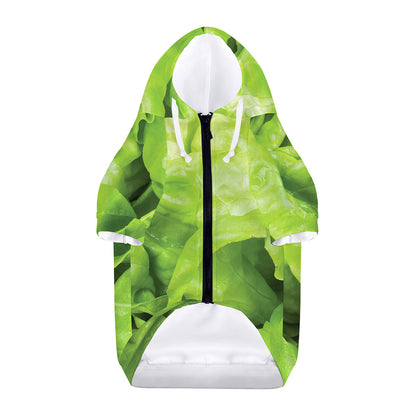 Green Lettuce Leaves Print Dog Zip Up Hoodie