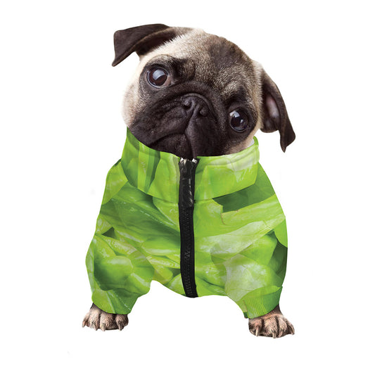Green Lettuce Leaves Print Dog Zip Up Jacket