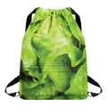 Green Lettuce Leaves Print Drawstring Backpack