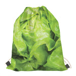 Green Lettuce Leaves Print Drawstring Bag