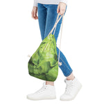 Green Lettuce Leaves Print Drawstring Bag