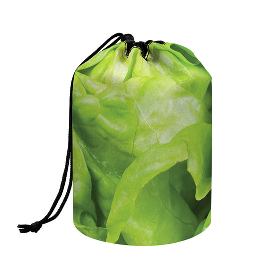 Green Lettuce Leaves Print Drawstring Makeup Bag