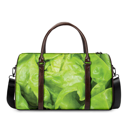 Green Lettuce Leaves Print Duffle Bag