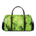 Green Lettuce Leaves Print Duffle Bag