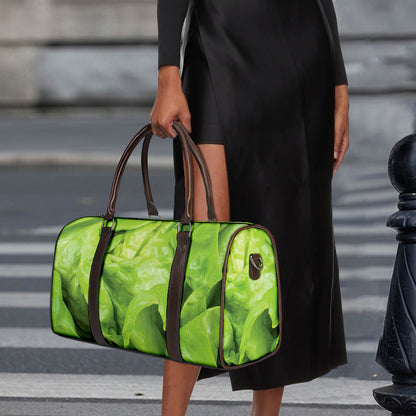 Green Lettuce Leaves Print Duffle Bag
