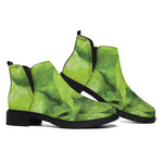 Green Lettuce Leaves Print Flat Ankle Boots
