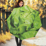 Green Lettuce Leaves Print Foldable Umbrella