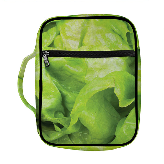 Green Lettuce Leaves Print Front Pocket Bible Bag