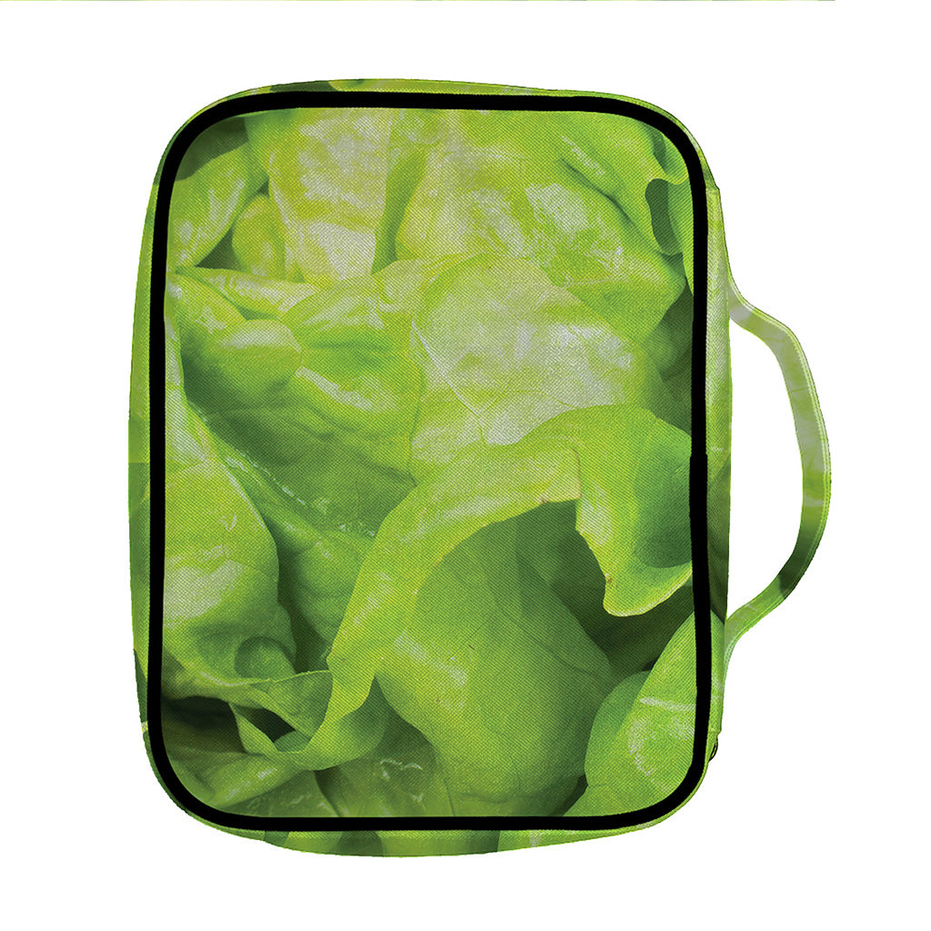 Green Lettuce Leaves Print Front Pocket Bible Bag