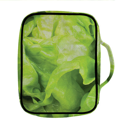 Green Lettuce Leaves Print Front Pocket Bible Bag