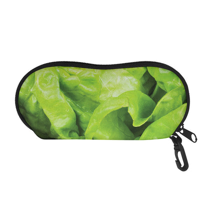 Green Lettuce Leaves Print Glasses Case