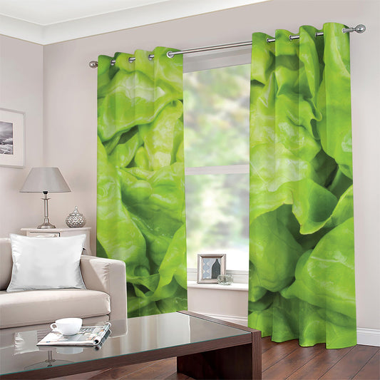 Green Lettuce Leaves Print Grommet Curtains