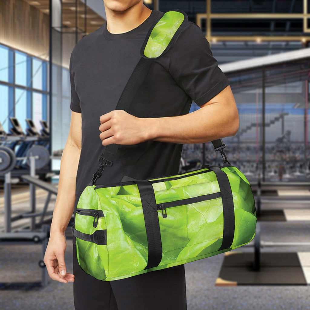 Green Lettuce Leaves Print Gym Bag