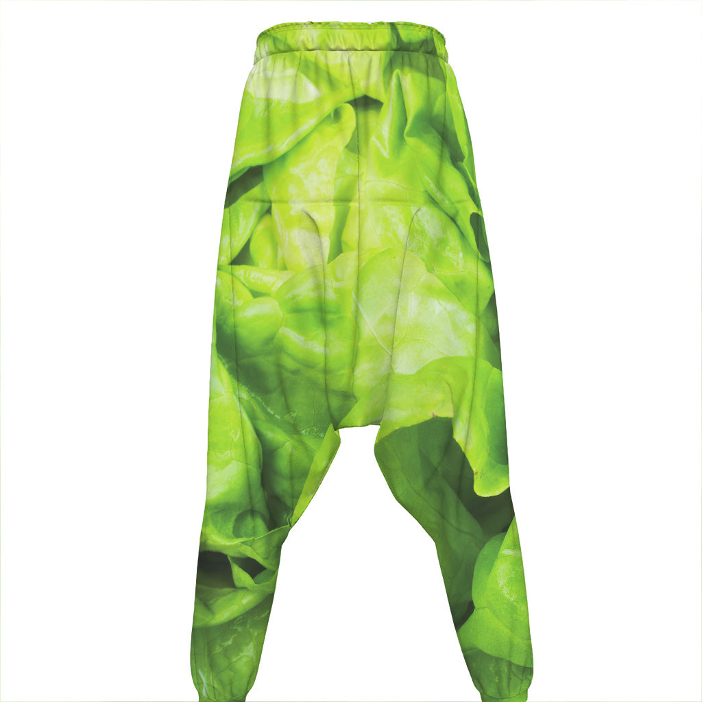 Green Lettuce Leaves Print Hammer Pants