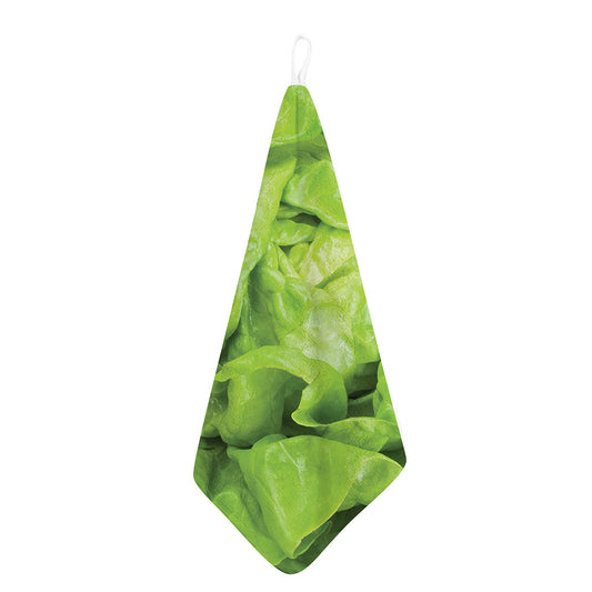 Green Lettuce Leaves Print Hand Towel