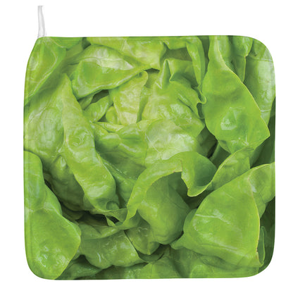 Green Lettuce Leaves Print Hand Towel