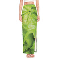 Green Lettuce Leaves Print High Slit Maxi Skirt