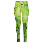 Green Lettuce Leaves Print High-Waisted Pocket Leggings