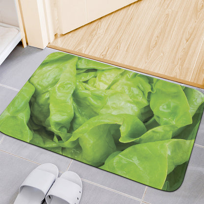 Green Lettuce Leaves Print Indoor Door Mat