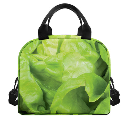 Green Lettuce Leaves Print Insulated Lunch Bag