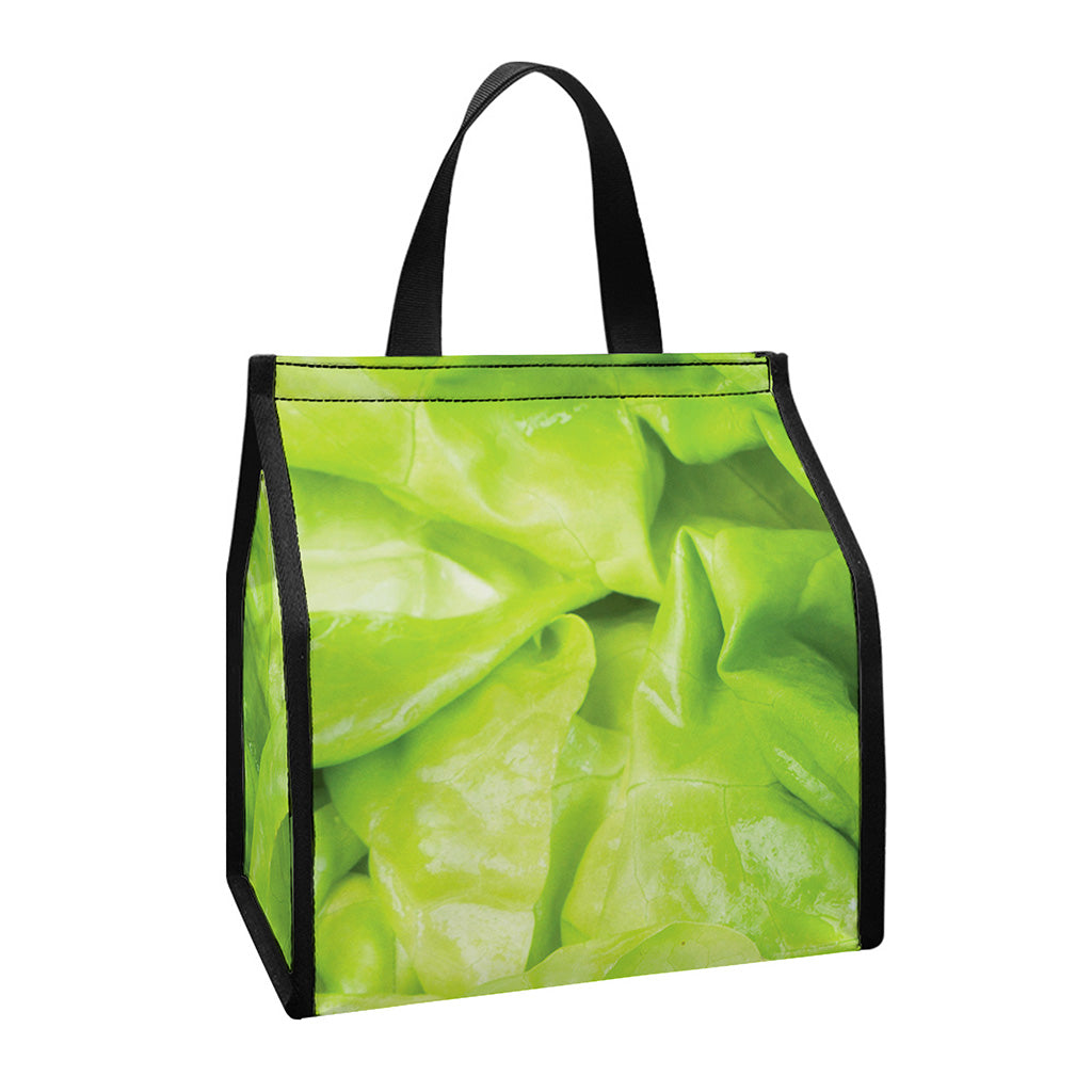 Green Lettuce Leaves Print Insulated Lunch Tote