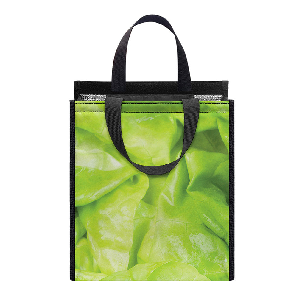 Green Lettuce Leaves Print Insulated Lunch Tote