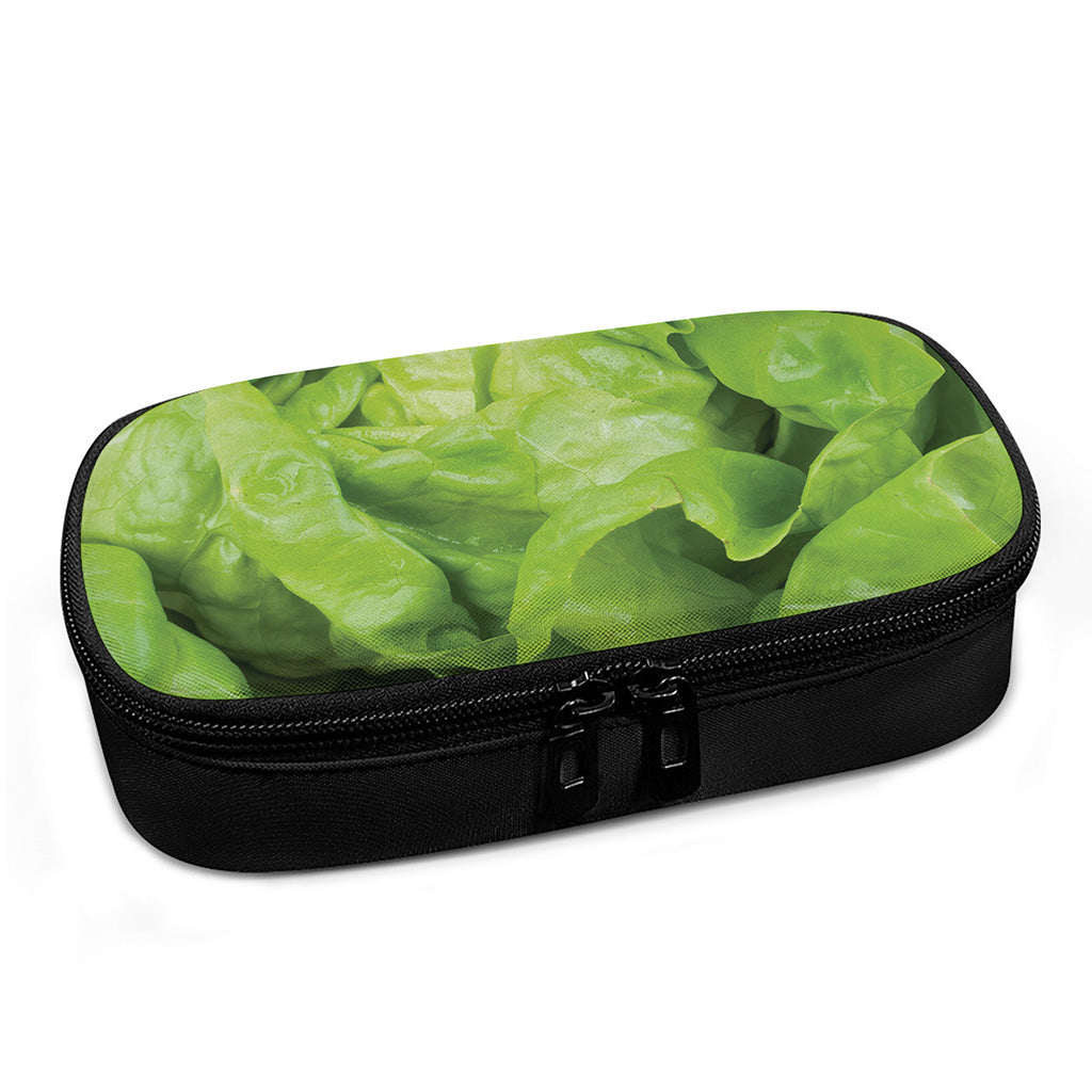 Green Lettuce Leaves Print Insulin Cooler Travel Case