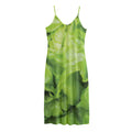 Green Lettuce Leaves Print Jersey Midi Cami Dress