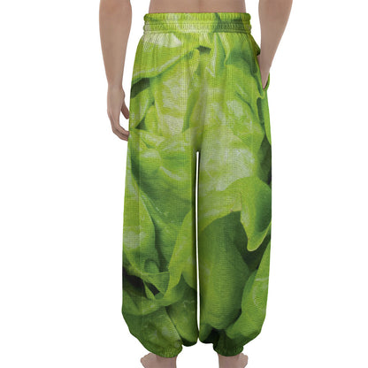 Green Lettuce Leaves Print Lantern Pants