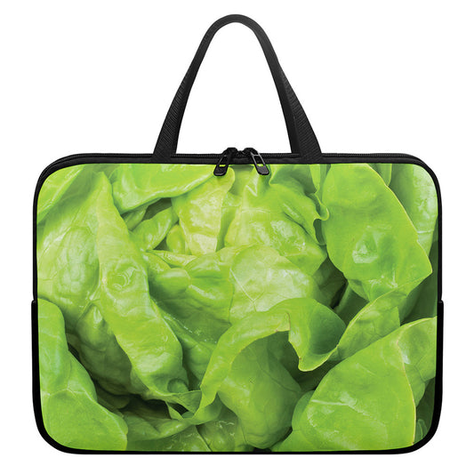 Green Lettuce Leaves Print Laptop Sleeve With Handle