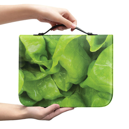 Green Lettuce Leaves Print Leather Bible Cover