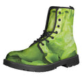 Green Lettuce Leaves Print Lace-Up Boots