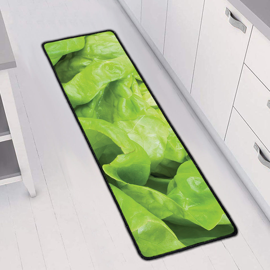 Green Lettuce Leaves Print Long Kitchen Mat
