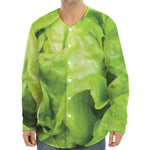 Green Lettuce Leaves Print Long Sleeve Baseball Jersey