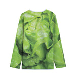 Green Lettuce Leaves Print Long Sleeve Short Coat