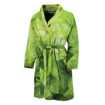 Green Lettuce Leaves Print Men's Bathrobe