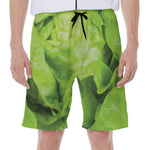 Green Lettuce Leaves Print Men's Beach Shorts