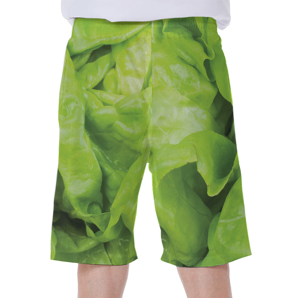 Green Lettuce Leaves Print Men's Beach Shorts