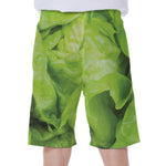 Green Lettuce Leaves Print Men's Beach Shorts