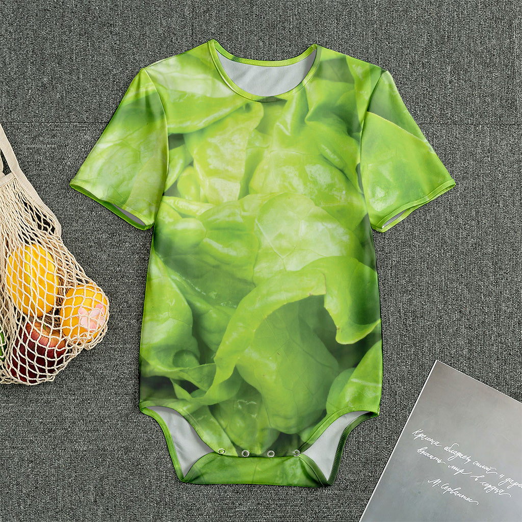 Green Lettuce Leaves Print Men's Bodysuit