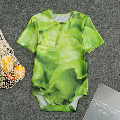 Green Lettuce Leaves Print Men's Bodysuit