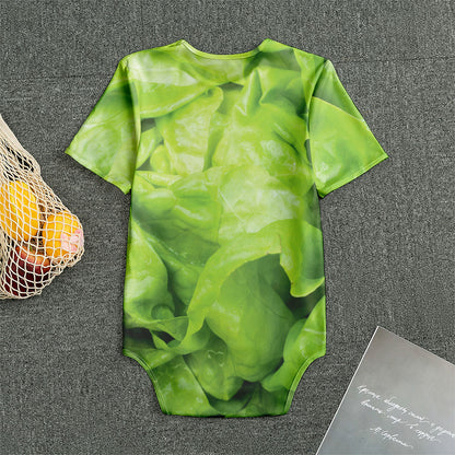 Green Lettuce Leaves Print Men's Bodysuit