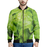 Green Lettuce Leaves Print Men's Bomber Jacket