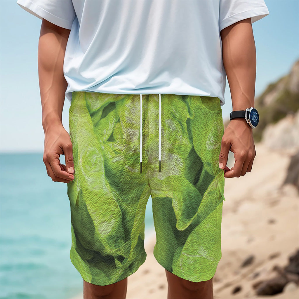 Green Lettuce Leaves Print Men's Cargo Shorts