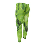 Green Lettuce Leaves Print Men's Compression Pants