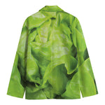 Green Lettuce Leaves Print Men's Cotton Blazer