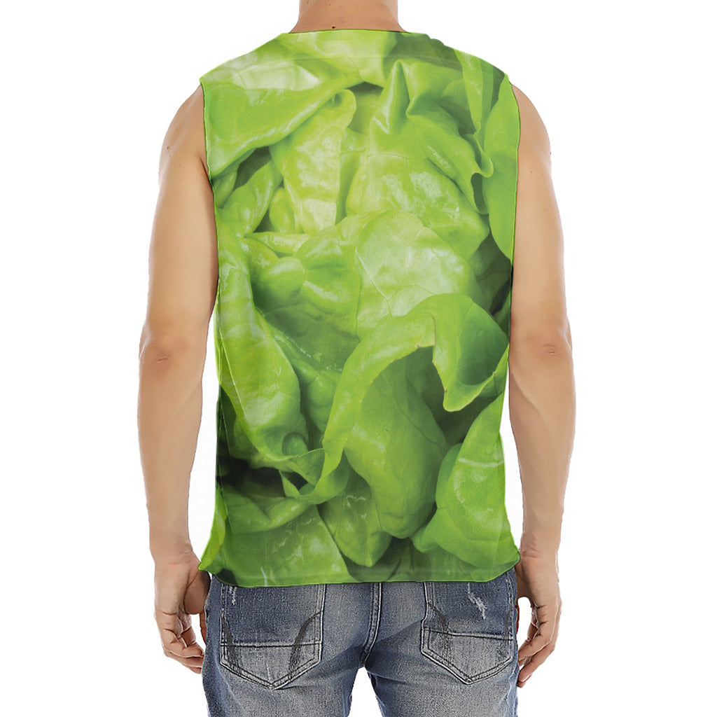Green Lettuce Leaves Print Men's Fitness Tank Top