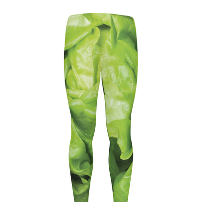 Green Lettuce Leaves Print Men's leggings